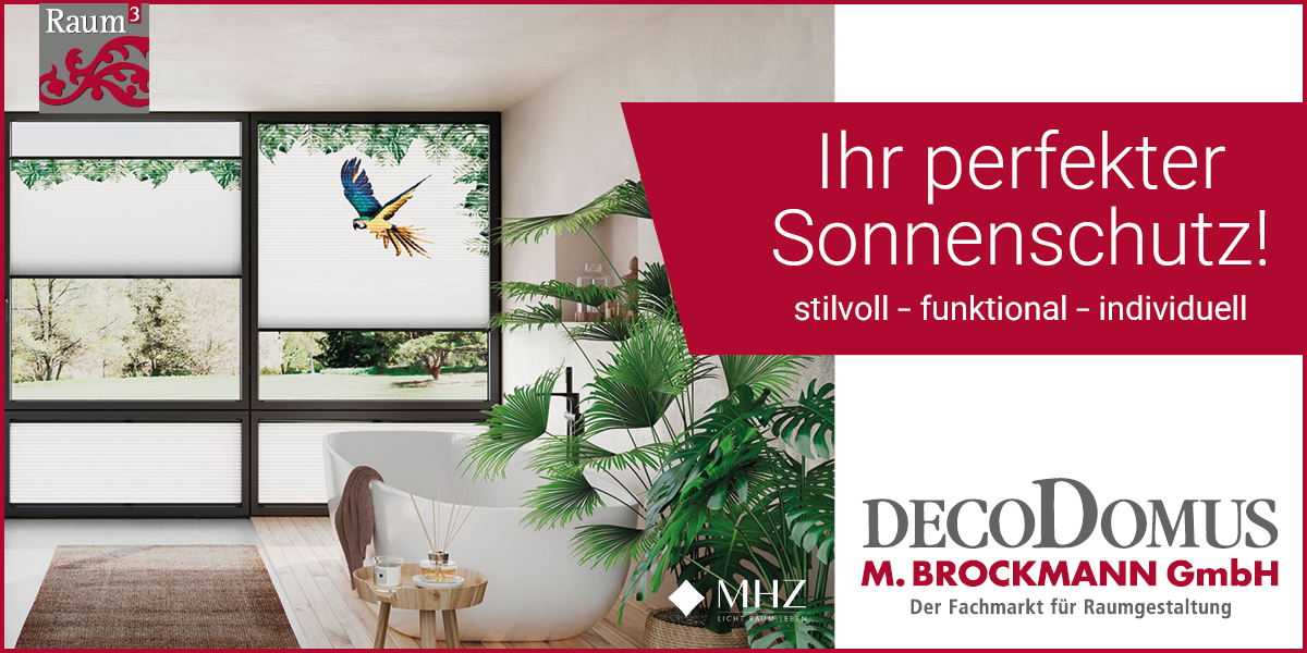 Ihr perfekter Sonnenschutz. Ein modernes Badezimmer mit Plissee am Fenster.